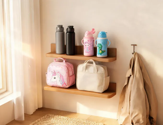 Family hydration shelf with bottles